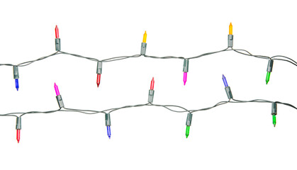Christmas lights string isolated on white background with clipping path.