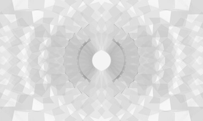 3d rendering. modern minimal style design white grid square tile art pattern in circular wall background.