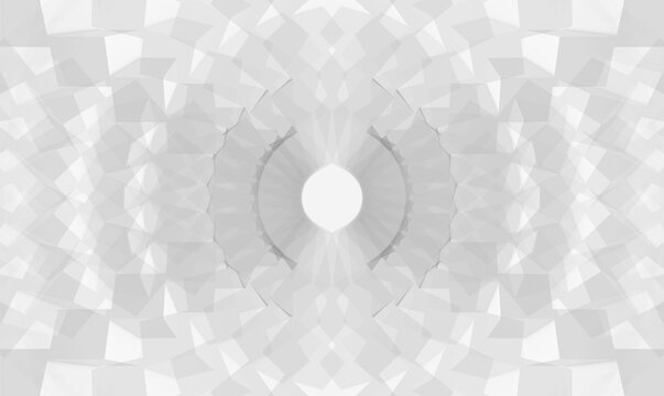 3d rendering. modern minimal style design white grid square tile art pattern in circular wall background. © PATARA