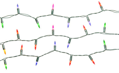 Naklejka premium Christmas lights string isolated on white background with clipping path.