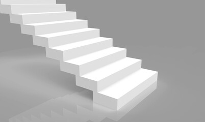 3d rendering. simple minimal design white stairs on gray room background.