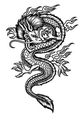 A vector Asian dragon illustration isolated on white background.