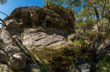 Waterfall in a ravine in Sierra Nevada