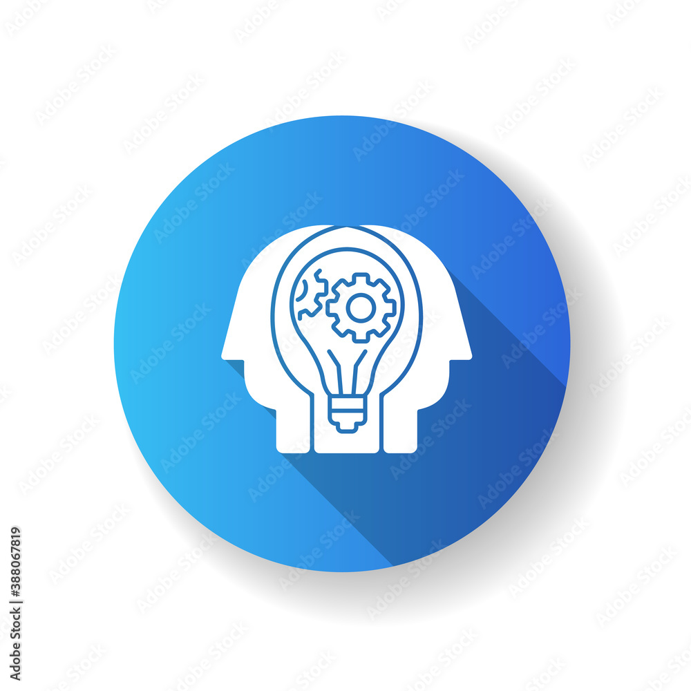 Poster creative collaboration blue flat design long shadow glyph icon. teamwork for project. unity in work.