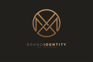 Abstract initial letter M and X logo, usable for branding and business logos, Flat Logo Design Template, vector illustration