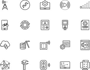 technology vector icon set such as: indicator, structure, privacy, commerce, market, energy, engineering, photography, bike, industry, programming, html, photograph, desktop, biotechnology