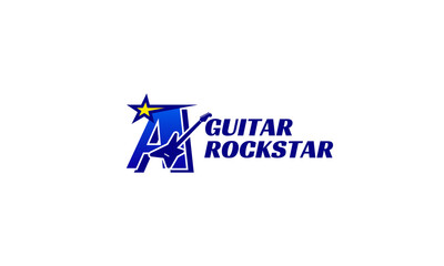letter A electric guitar alphabet logo