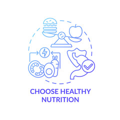 Choose healthy nutrition concept icon. Self care to do list. Body improvement. Healthy organic foods options. Eating plan idea thin line illustration. Vector isolated outline RGB color drawing