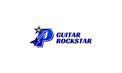 letter P electric guitar alphabet logo