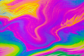 Psychedelic multicolored patterns background. Photo macro shot of soap bubbles