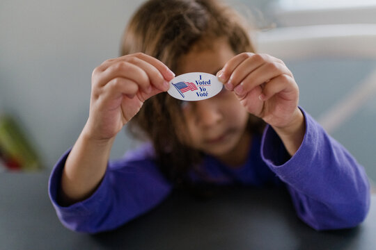 Little Girl With An I Voted Yo Vote Sticker