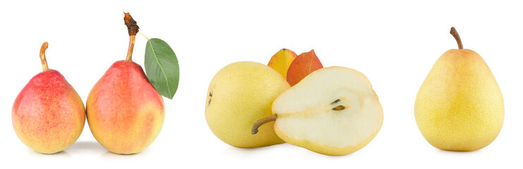 Pears isolated on white background, clipping path