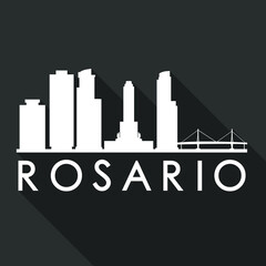 Rosario Argentina Flat Icon Skyline. Silhouette Design City Vector Art. Famous Buildings Vector.