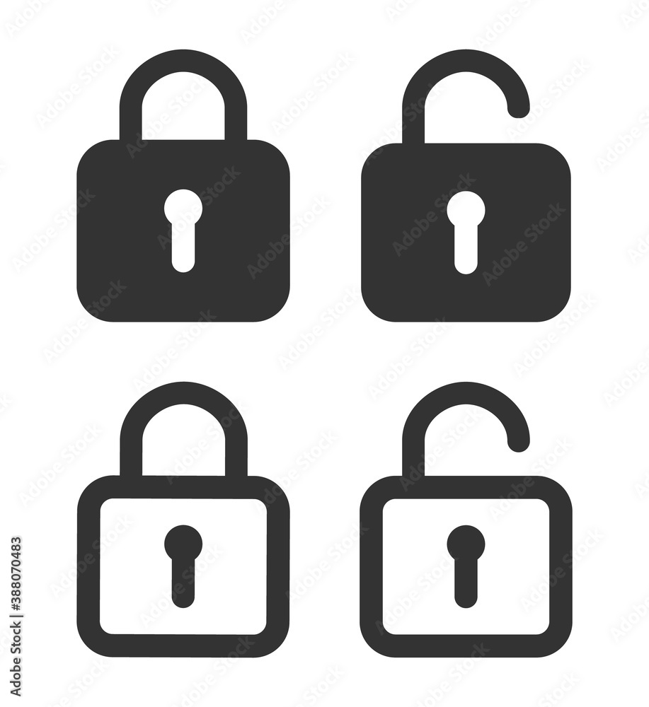 Poster lock icon. padlock unlock. password for closed of locker on website. symbol of private and security 
