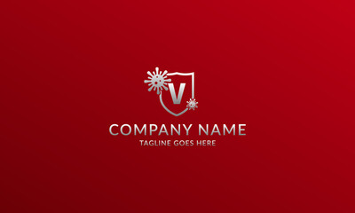 letter V anti viral shield logo template for company product or volunteer