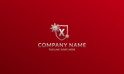 letter X anti viral shield logo template for company product or volunteer