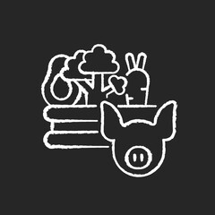 Food and agriculture chalk white icon on black background. Agribusiness. Farming business. Livestock industry. Agricultural production and distribution. Isolated vector chalkboard illustration