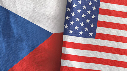 Obraz premium United States and Czech Republic two flags textile cloth 3D rendering