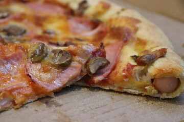 unique hot dog pipe in tasty pizza