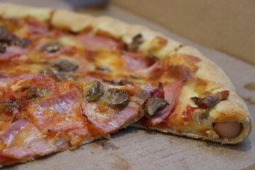 unique hot dog pipe in tasty pizza