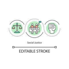 Social justice concept icon. Liberation and revolution. Social movements and change. Human rights and equality idea thin line illustration. Vector isolated outline RGB color drawing.