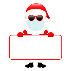 Santa Maske Und Sonnenbrille Mit Leerem Schild