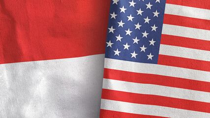 Obraz premium United States and Indonesia two flags textile cloth 3D rendering