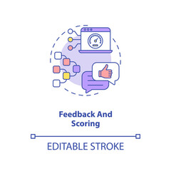 Feedback and scoring concept icon. Other people thoughts. Future internet raiting. AI in education idea thin line illustration. Vector isolated outline RGB color drawing. Editable stroke