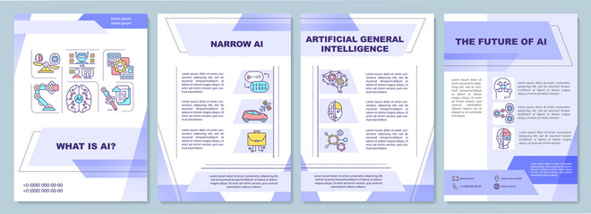 Artificial general intelligence brochure template. Innovative system. Flyer, booklet, leaflet print, cover design with linear icons. Vector layouts for magazines, annual reports, advertising posters