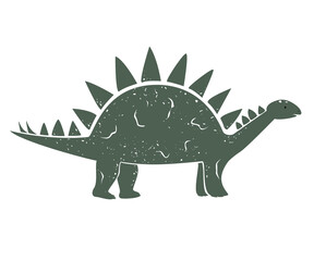 Cute Cartoon Dinosaur, Vector outline illustration, isolated on white. Little kid of Stegosaurus