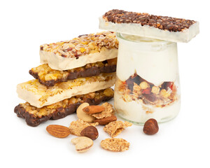 Cereal bars and healthy yogurt