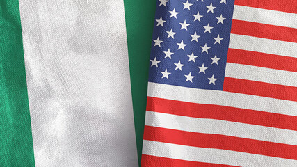 Obraz premium United States and Nigeria two flags textile cloth 3D rendering
