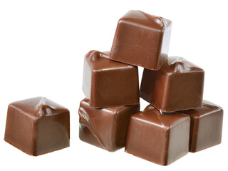 Cubes of chocolate candy isolated