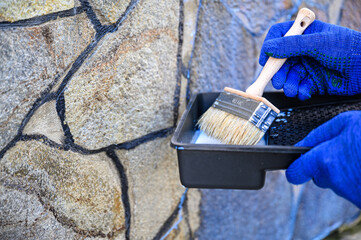 . A natural stone covered with a protective liquid from moisture and mold. Protect the stone from...
