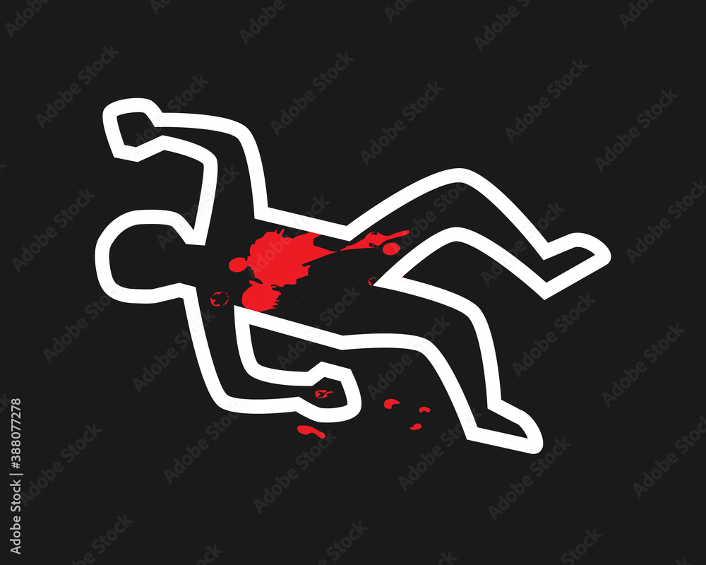 Wall mural Body outline crime scene illustration. Clipart image.