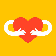 Heart Hug illustration. Clipart image.