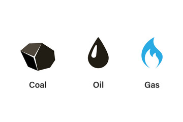 Coal oil gas symbol icon set. Clipart image isolated on white background. - obrazy, fototapety, plakaty