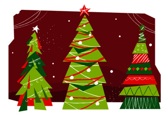 Christmas tree with gifts vector illustration.