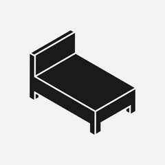 Isometric bed vector icon isolated on white background.