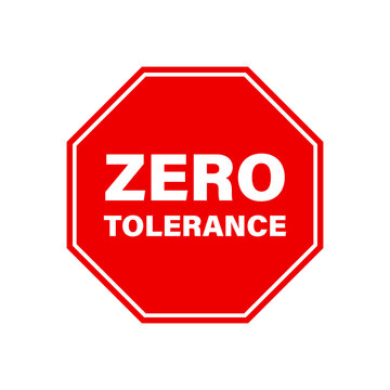 Zero tolerance road stop sign icon. Clipart image isolated on white background.