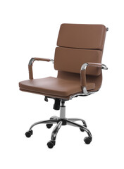 Comfortable leather office chair isolated on white