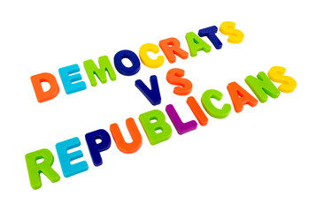 Text DEMOCRATS VS REPUBLICANS on a white background