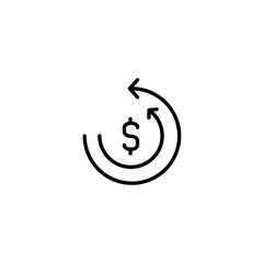 Fototapeta na wymiar Cashback simple thin line icon vector illustration