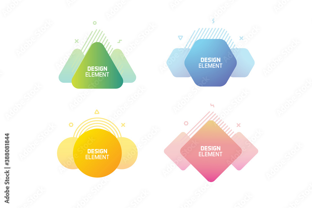 Aufkleber Geometric graphic design elements. Vector shapes with abstract geometric lines for text. Template for usage in presentations, web design, websites, magazines, labels, marketing and business