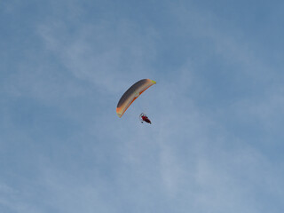 Parachute flight.