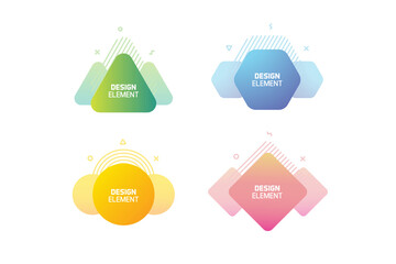 Geometric graphic design elements. Vector shapes with abstract geometric lines for text. Template for usage in presentations, web design, websites, magazines, labels, marketing and business