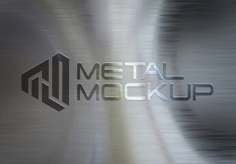 3D Logo on Reflective Metal Brushed Texture Mockup