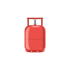 Icon of a flammable red gas cylinder a flat cartoon isolated vector illustration