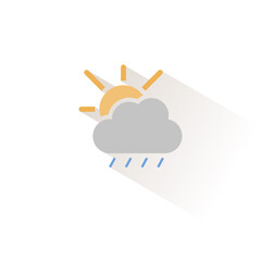 Soft rain, cloud and sun. Isolated color icon. Weather vector illustration