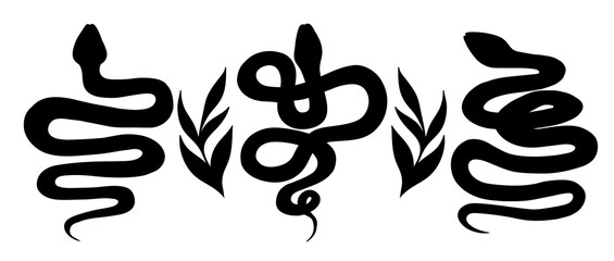 Snake silhouette vector on white background set. Isolated symbol. Vector illustration